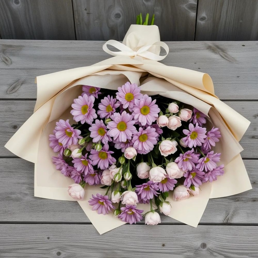 Букет цветов из: Розы и Хризантемы в Бурмакино