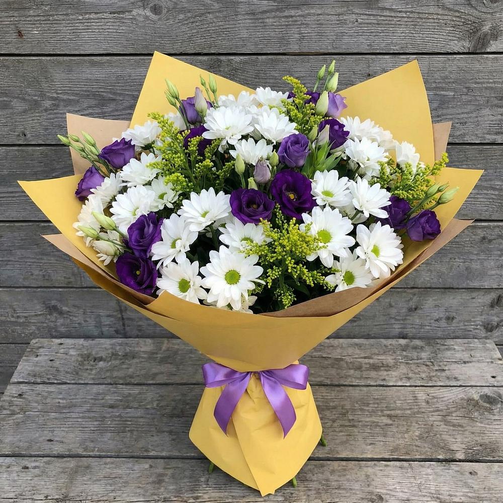 Букет цветов из: Ирисы, Хризантемы и Ромашки в Бурмакино
