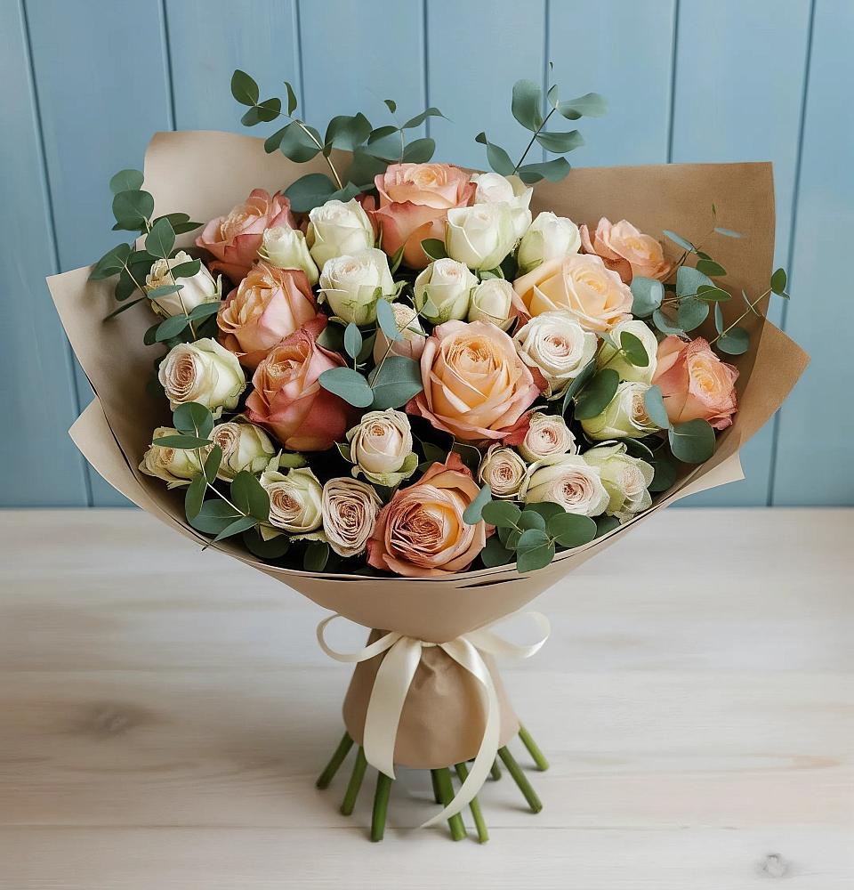 Букет цветов из: Альстромерии и Розы в Бурмакино