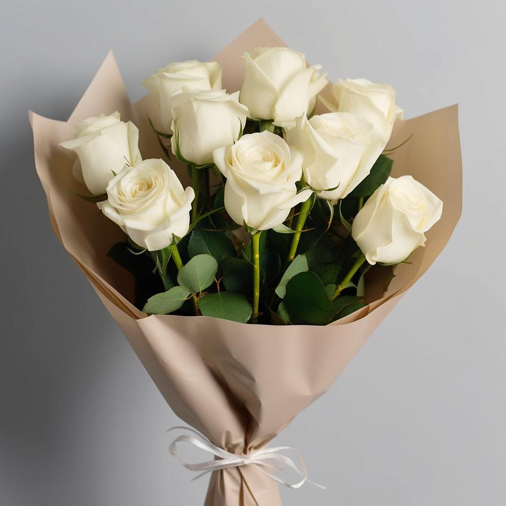 Букет 9 Белых роз Эдлесс Лав в Бурмакино