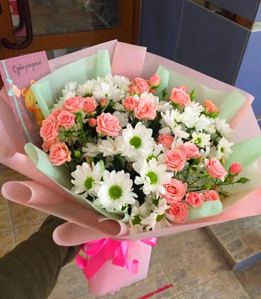 Букет цветов из: Розы и Хризантемы в Бурмакино