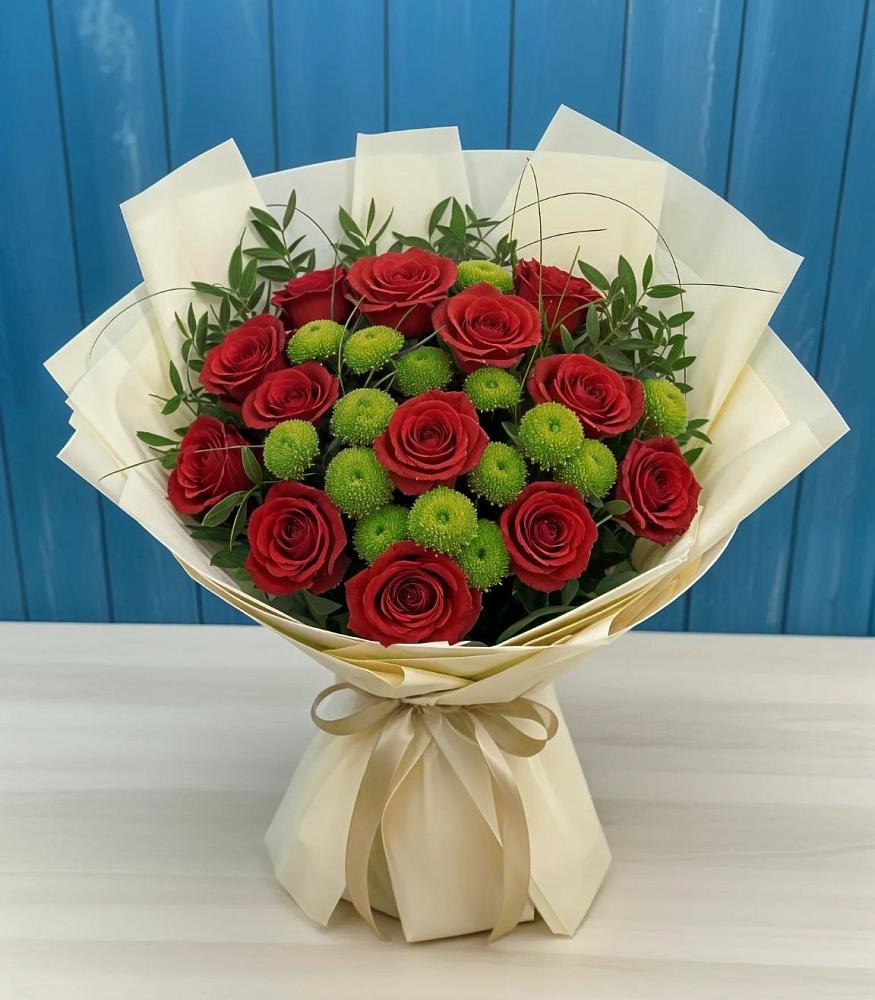 Букет цветов из: Розы и Хризантемы в Бурмакино